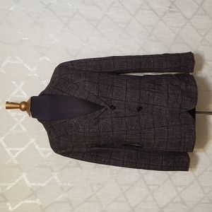 Circolo Plaid Navy Blue Blazer Size 48 Career Preppy